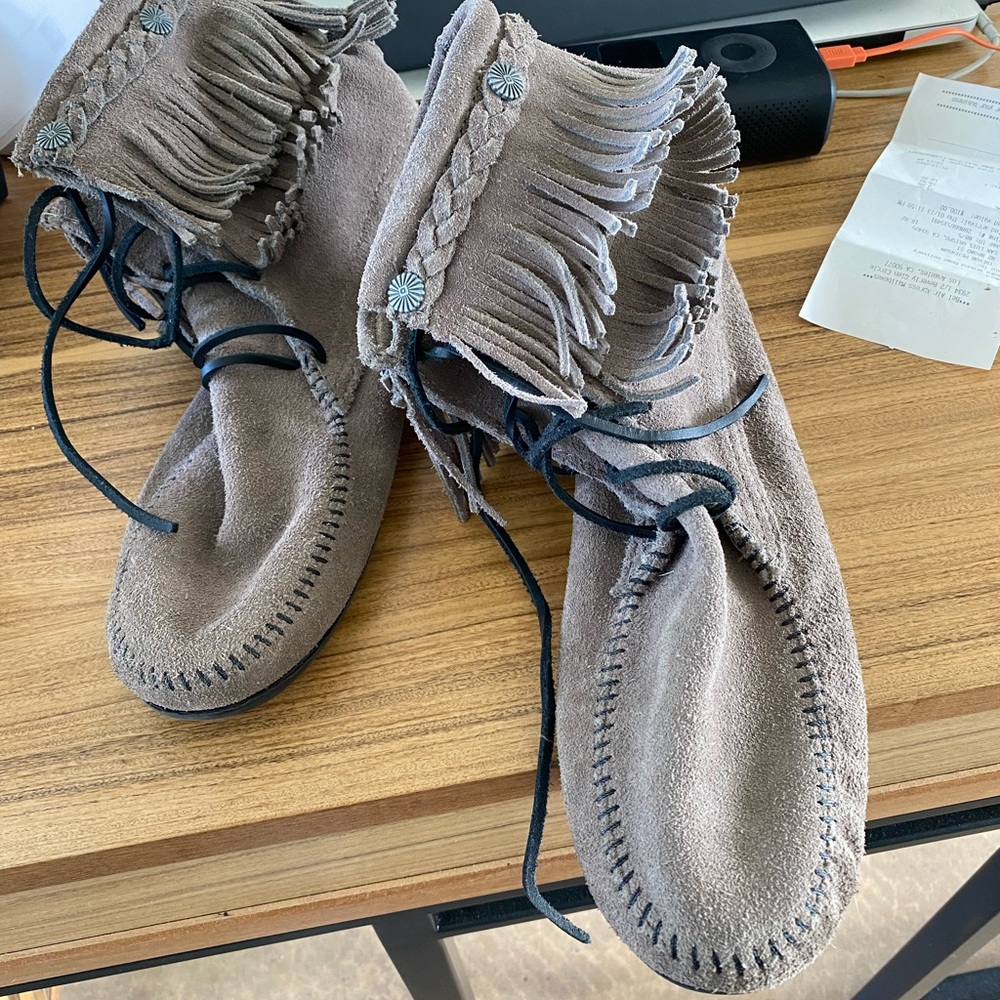 Original Minnetonka moccasins . Desert color. Worn only a few times .